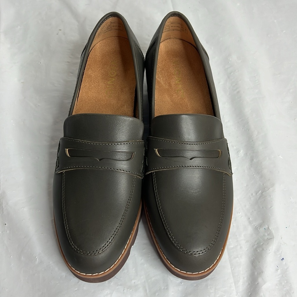 Vionic Dark Green Leather Loafers - Cheryl - Picture 3 of 9